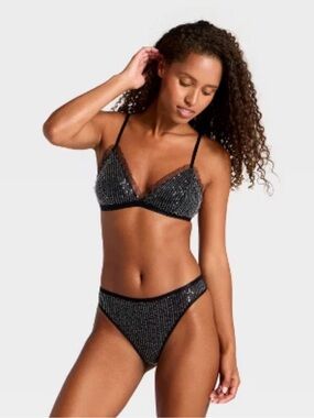 Black Sparkle Bralette & Bikini Set